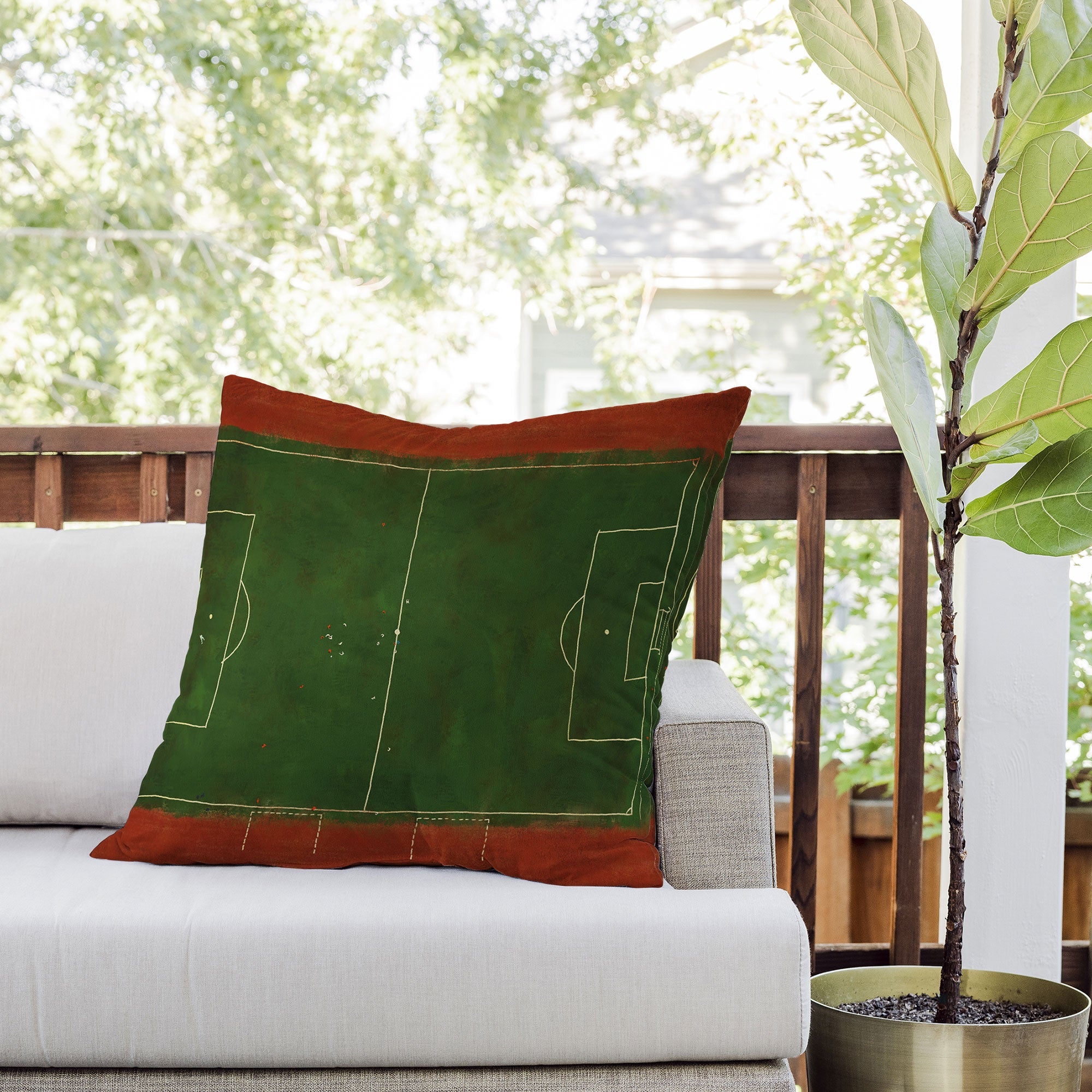 Society6 Design Studio Soccer Field Aerial Painting Outdoor Throw Pillow