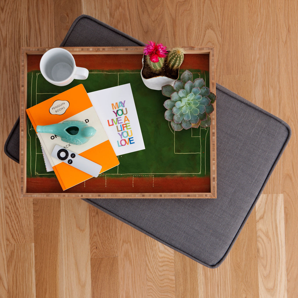 Society6 Design Studio Soccer Field Aerial Painting Rectangular Tray