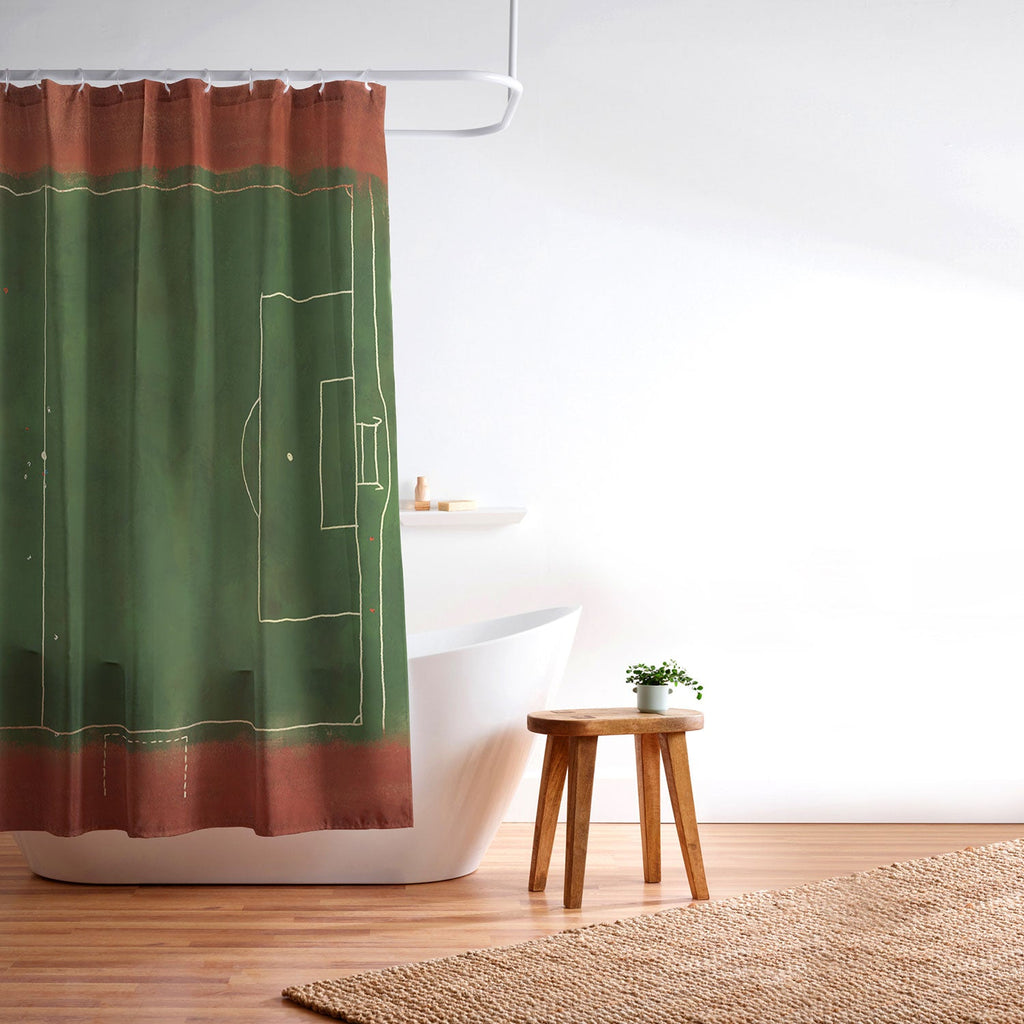 Society6 Design Studio Soccer Field Aerial Painting Shower Curtain