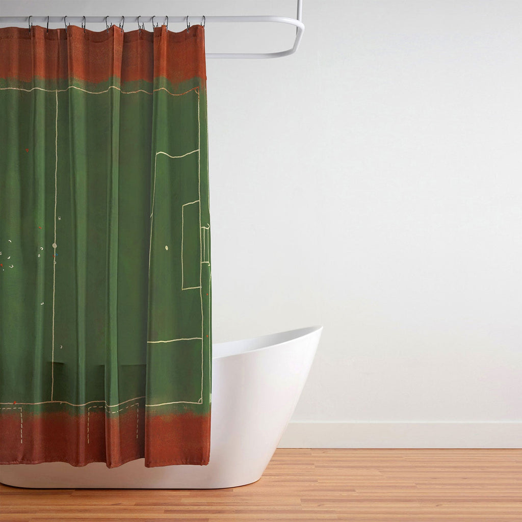 Society6 Design Studio Soccer Field Aerial Painting Shower Curtain