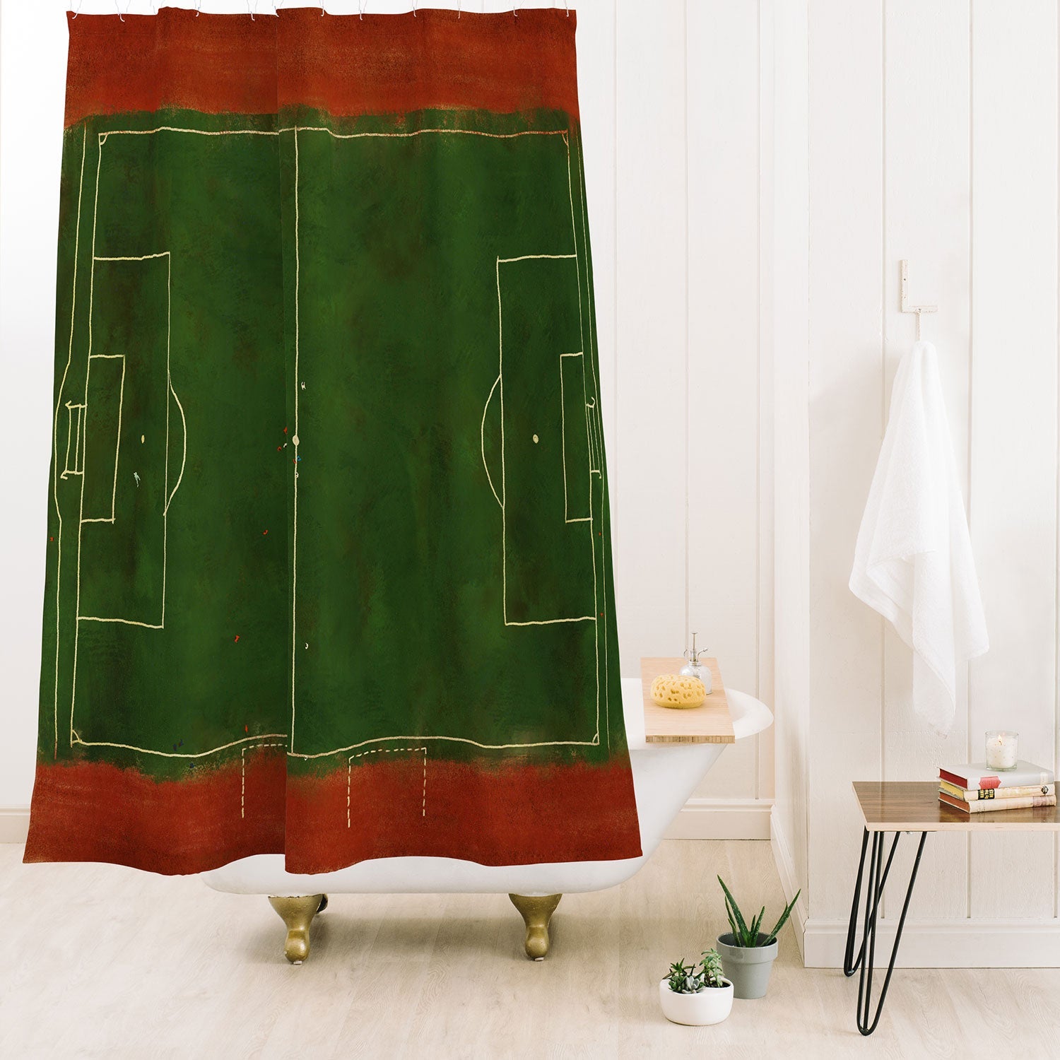 Society6 Design Studio Soccer Field Aerial Painting Shower Curtain
