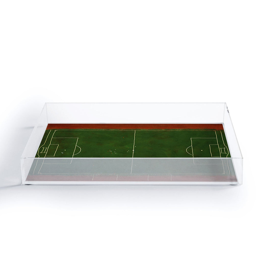 Society6 Design Studio Soccer Field Aerial Painting Acrylic Tray