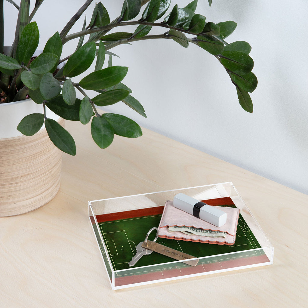 Society6 Design Studio Soccer Field Aerial Painting Acrylic Tray