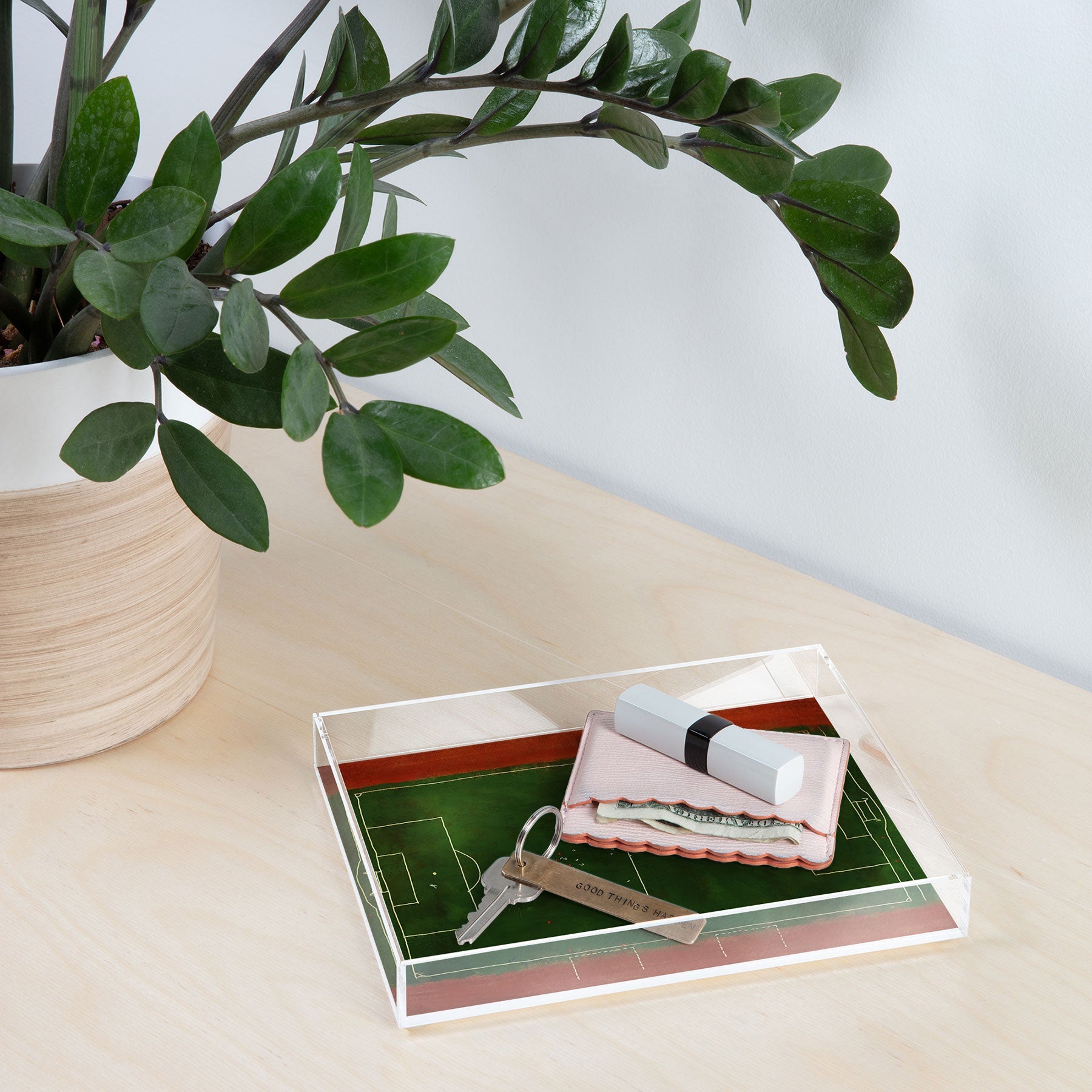 Society6 Design Studio Soccer Field Aerial Painting Acrylic Tray