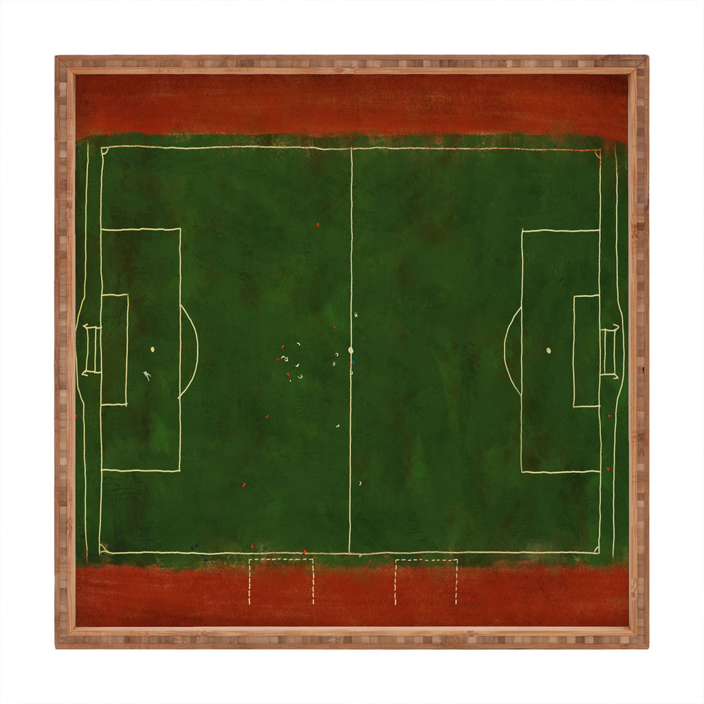 Society6 Design Studio Soccer Field Aerial Painting Square Tray