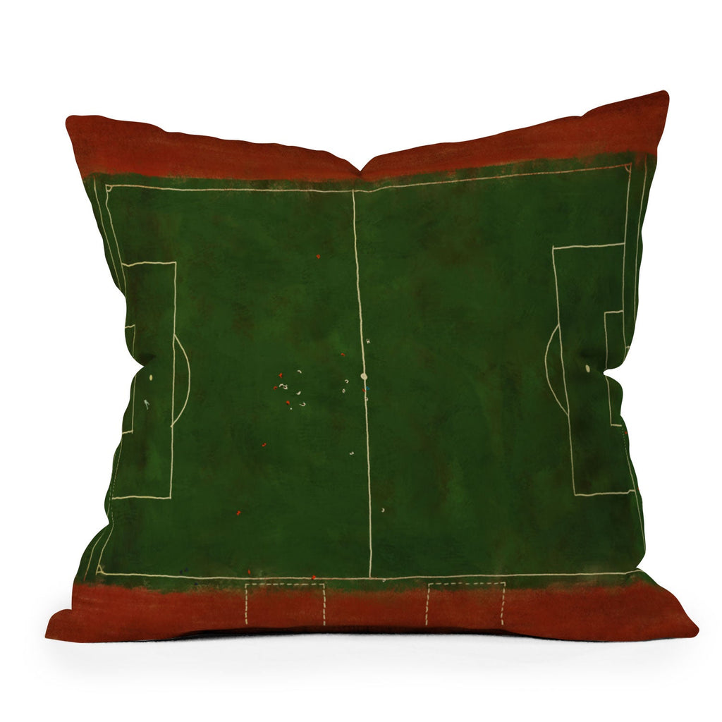 Society6 Design Studio Soccer Field Aerial Painting Outdoor Throw Pillow