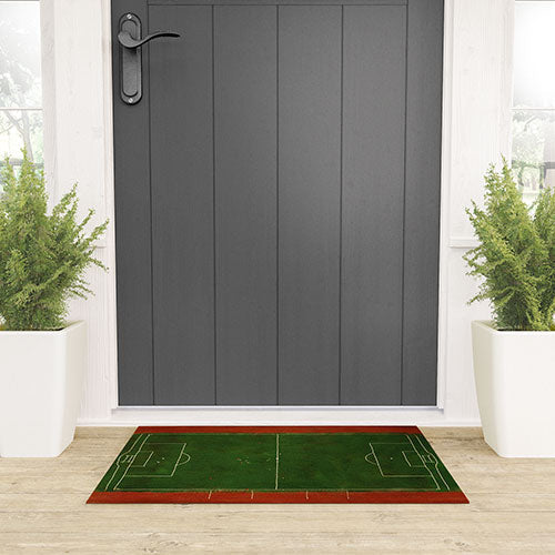 Society6 Design Studio Soccer Field Aerial Painting Welcome Mat