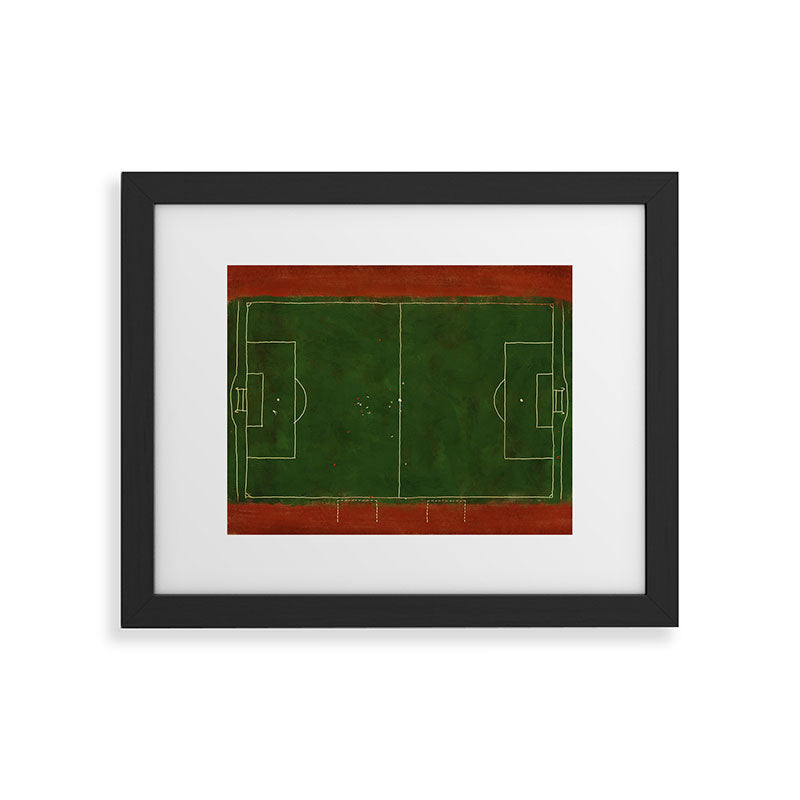 Society6 Design Studio Soccer Field Aerial Painting Framed Art Print