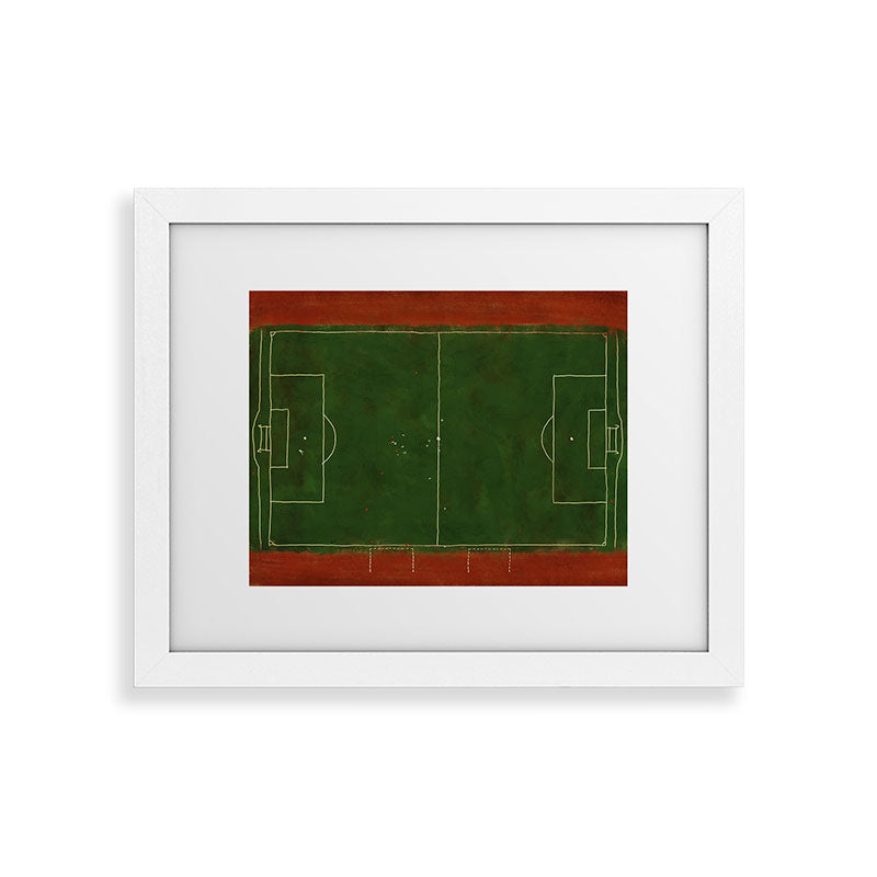 Society6 Design Studio Soccer Field Aerial Painting Framed Art Print