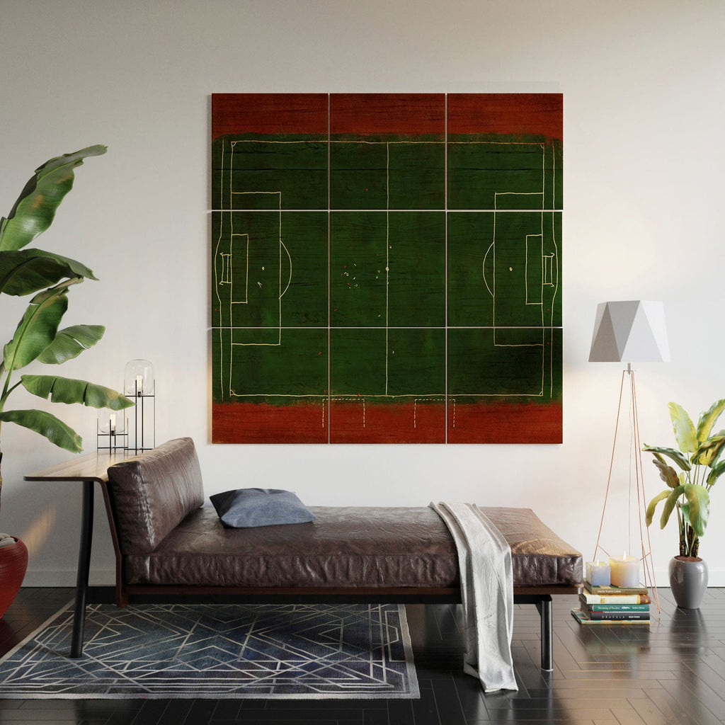 Society6 Design Studio Soccer Field Aerial Painting Wood Wall Mural