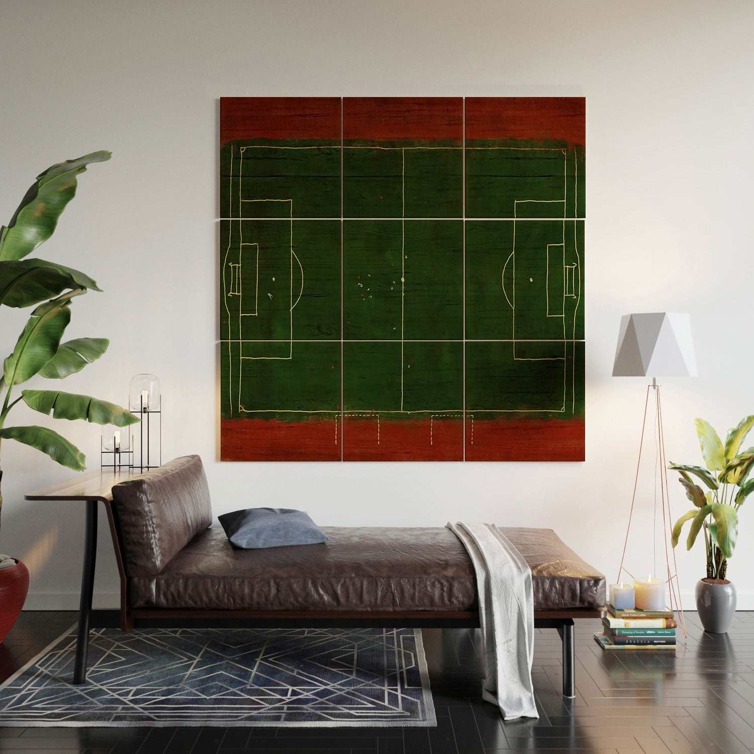 Society6 Design Studio Soccer Field Aerial Painting Wood Wall Mural