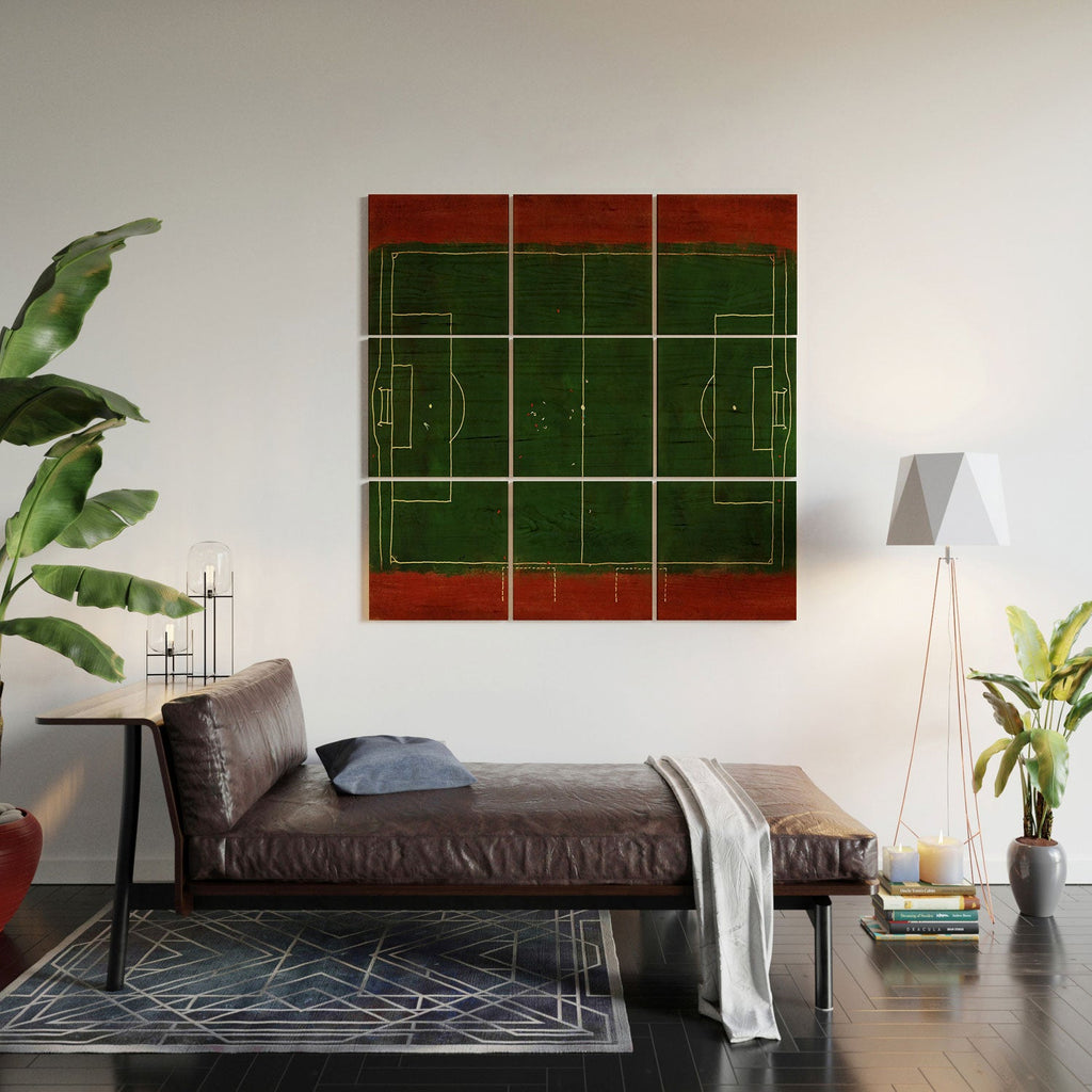 Society6 Design Studio Soccer Field Aerial Painting Wood Wall Mural