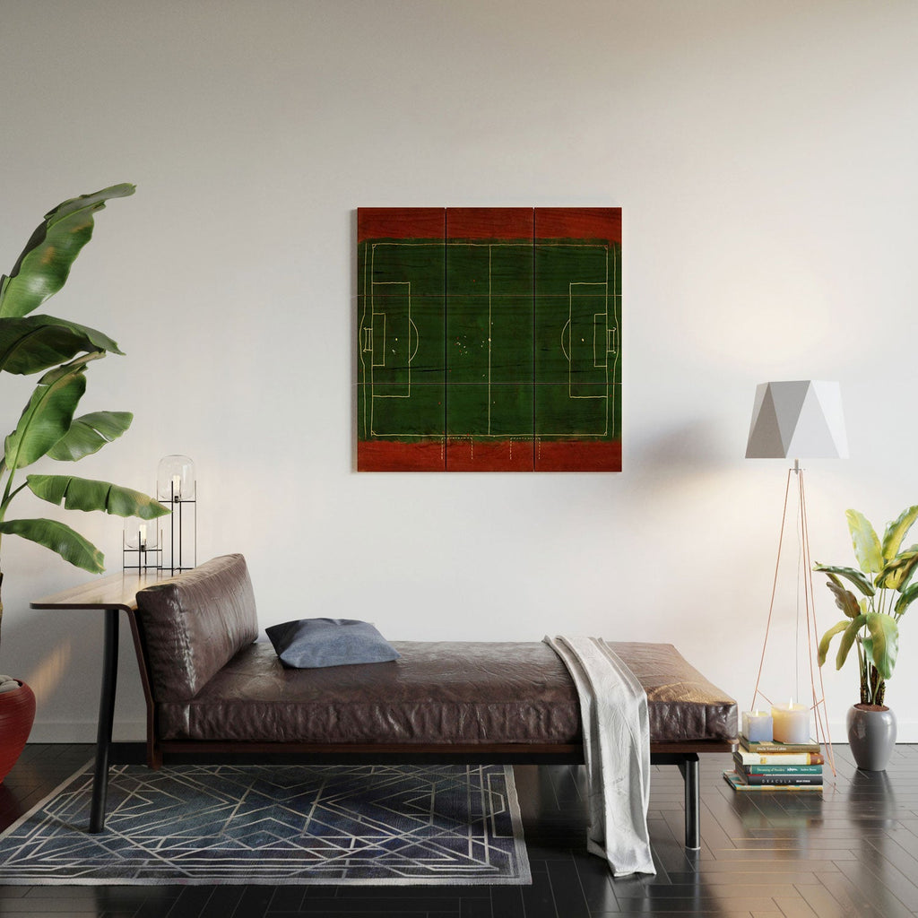 Society6 Design Studio Soccer Field Aerial Painting Wood Wall Mural