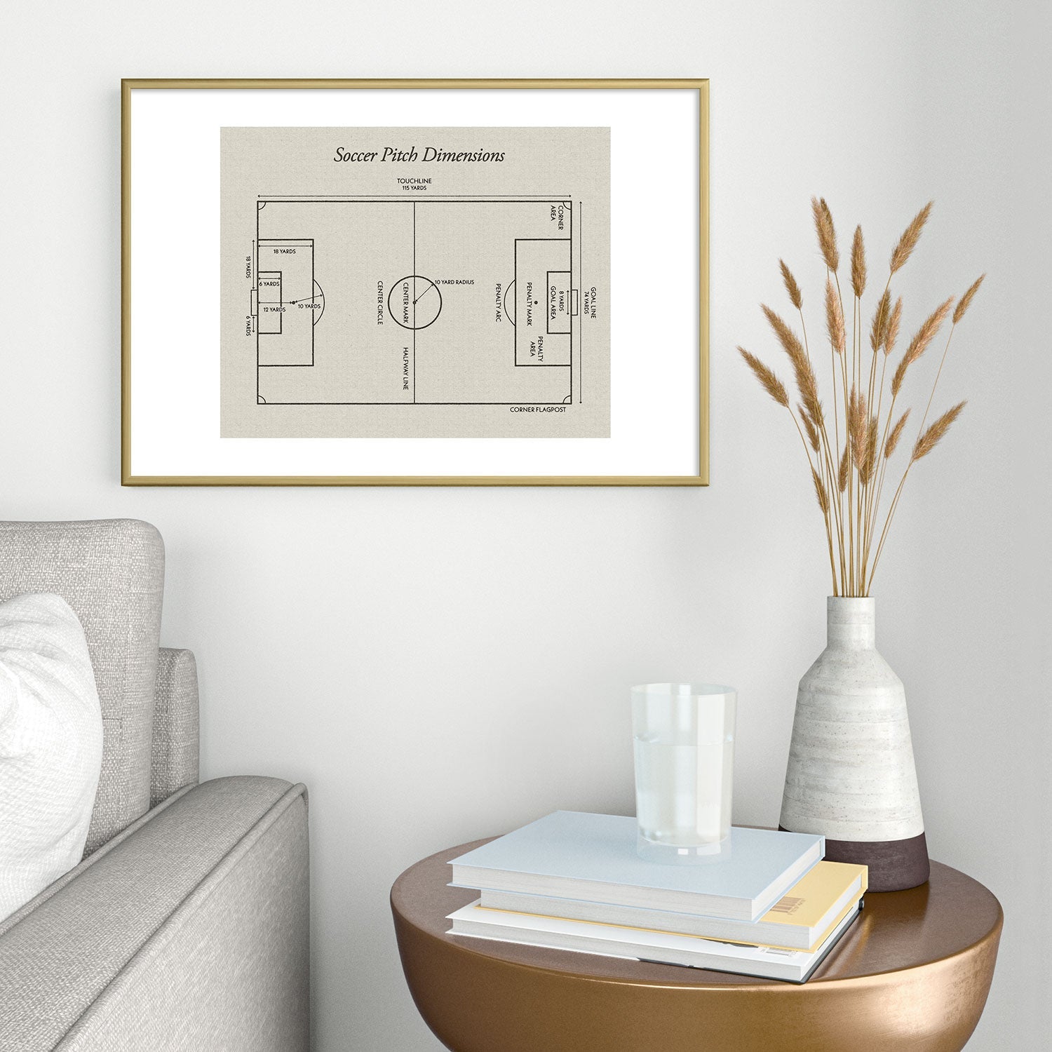 Society6 Design Studio Soccer Pitch Dimensions Metal Framed Art Print