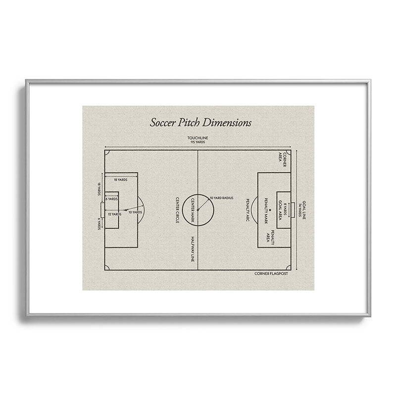 Society6 Design Studio Soccer Pitch Dimensions Metal Framed Art Print