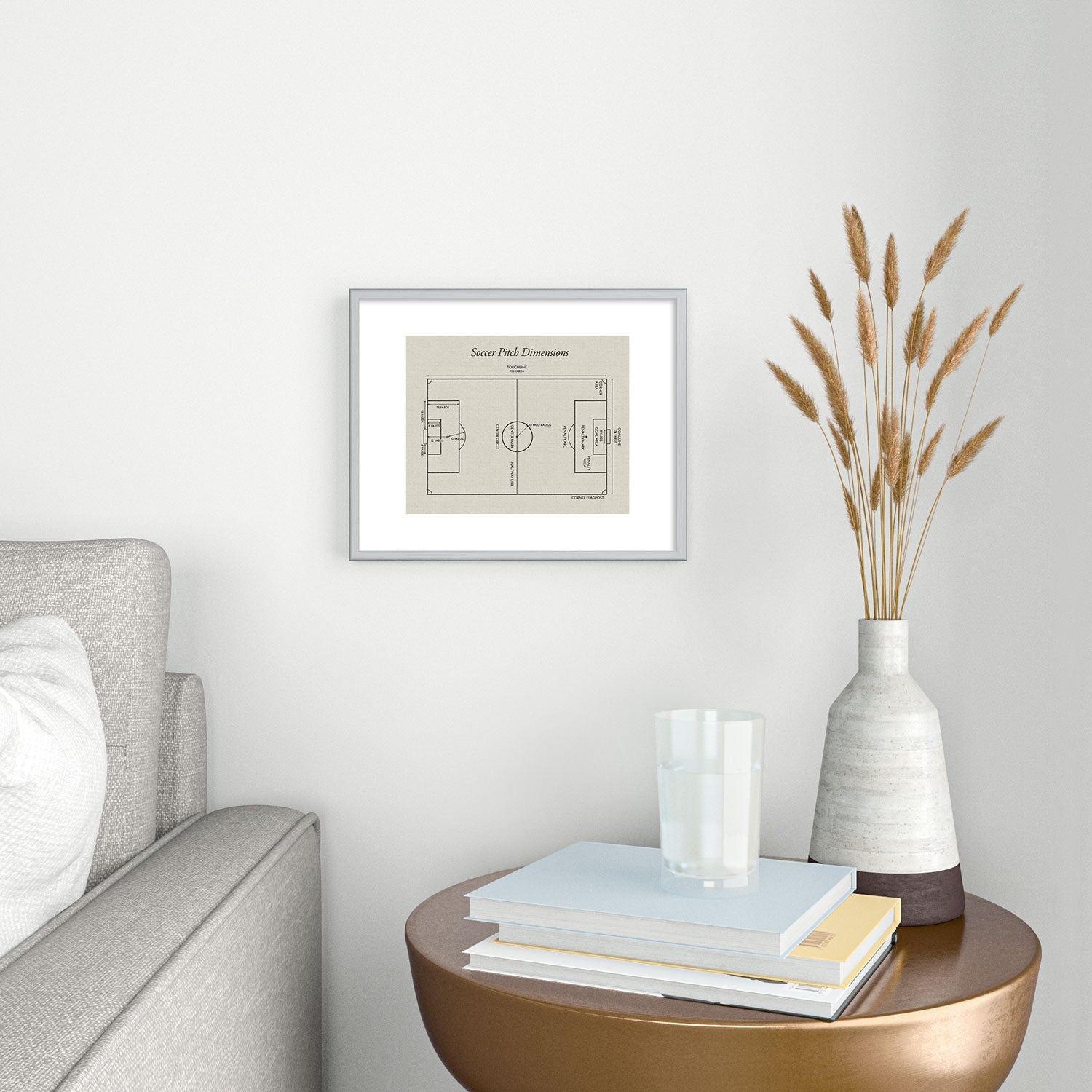 Society6 Design Studio Soccer Pitch Dimensions Metal Framed Art Print