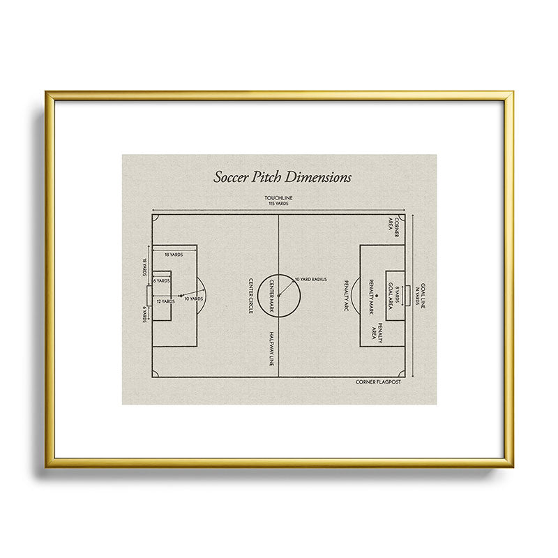 Society6 Design Studio Soccer Pitch Dimensions Metal Framed Art Print
