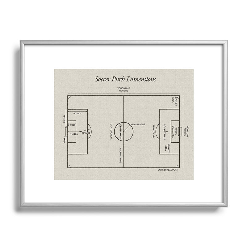 Society6 Design Studio Soccer Pitch Dimensions Metal Framed Art Print