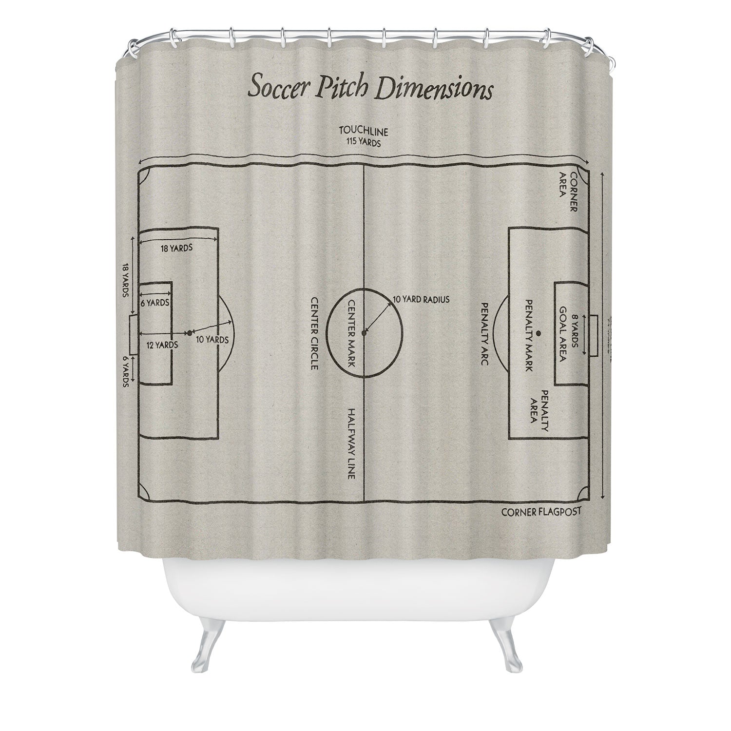 Society6 Design Studio Soccer Pitch Dimensions Shower Curtain