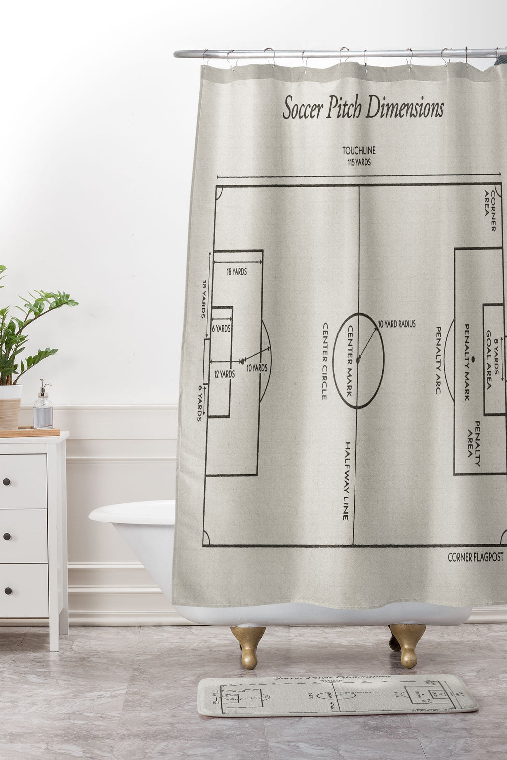Society6 Design Studio Soccer Pitch Dimensions Memory Foam Bath Mat