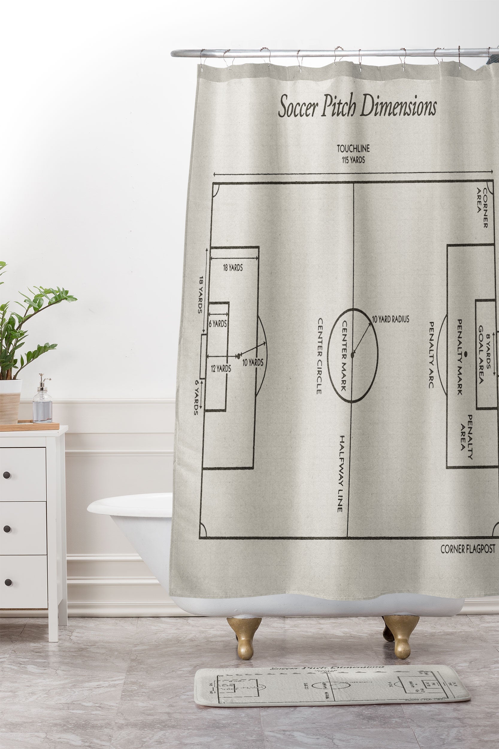 Society6 Design Studio Soccer Pitch Dimensions Memory Foam Bath Mat