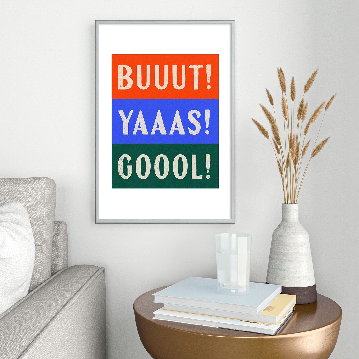 Society6 Design Studio Trilingual Goal Metal Framed Art Print