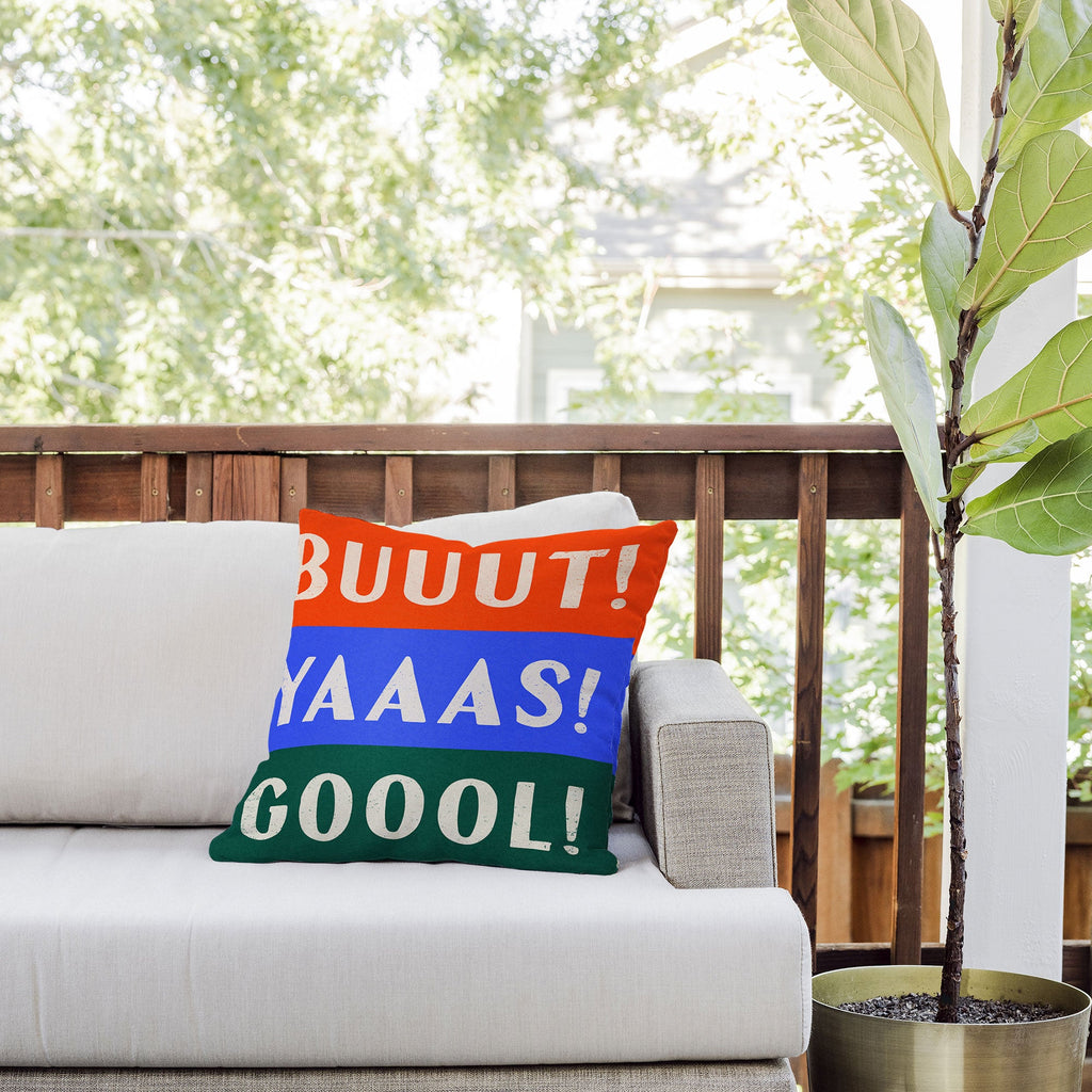 Society6 Design Studio Trilingual Goal Outdoor Throw Pillow