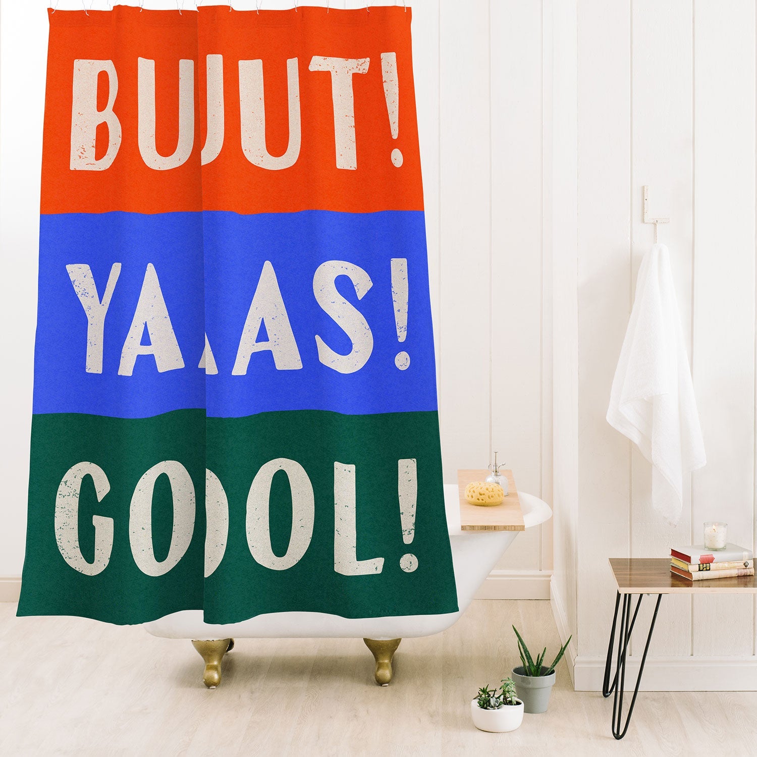 Society6 Design Studio Trilingual Goal Shower Curtain