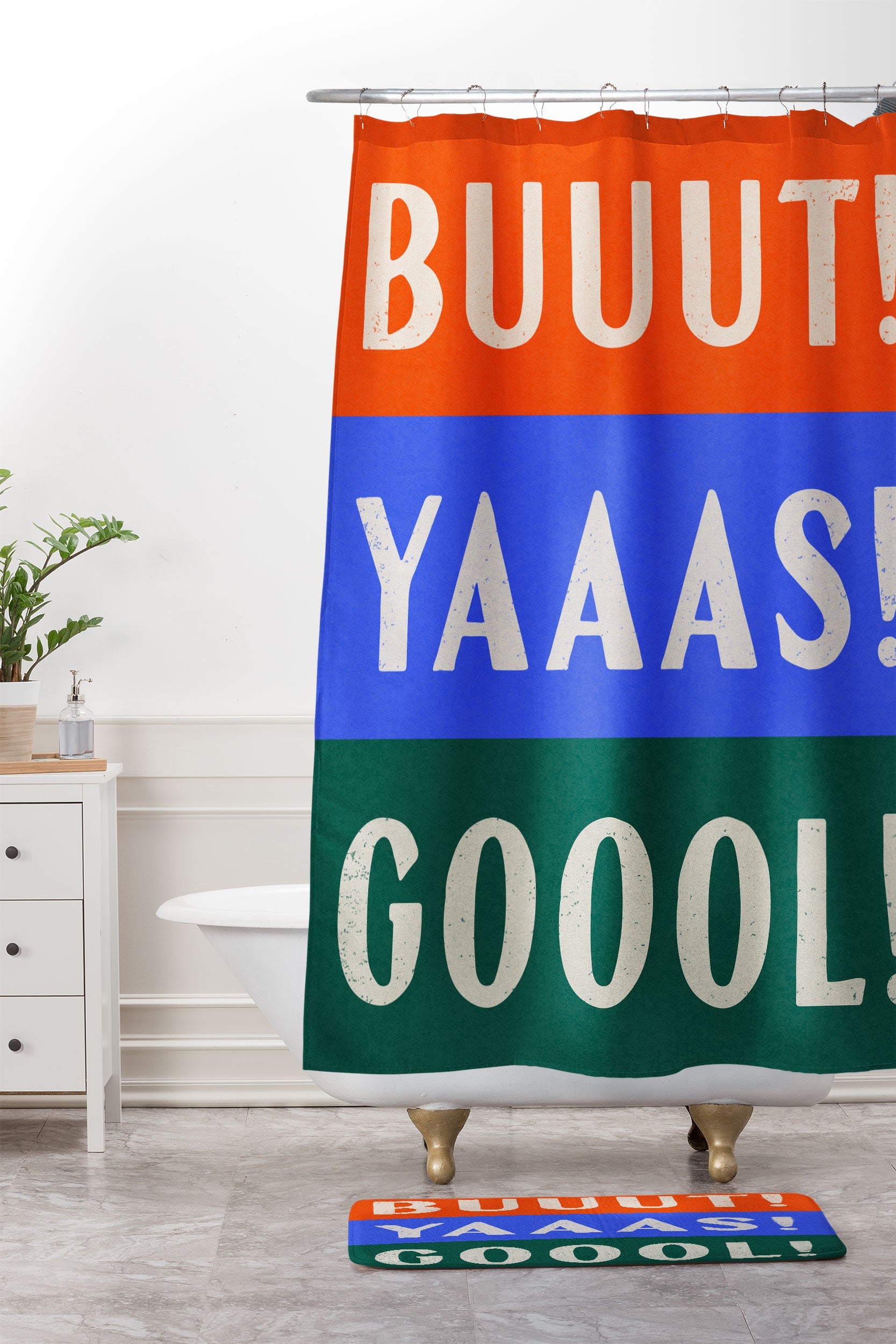 Society6 Design Studio Trilingual Goal Memory Foam Bath Mat