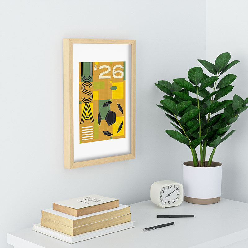 Society6 Design Studio USA 26 Soccer Poster 5 Color Recessed Framing Rectangle