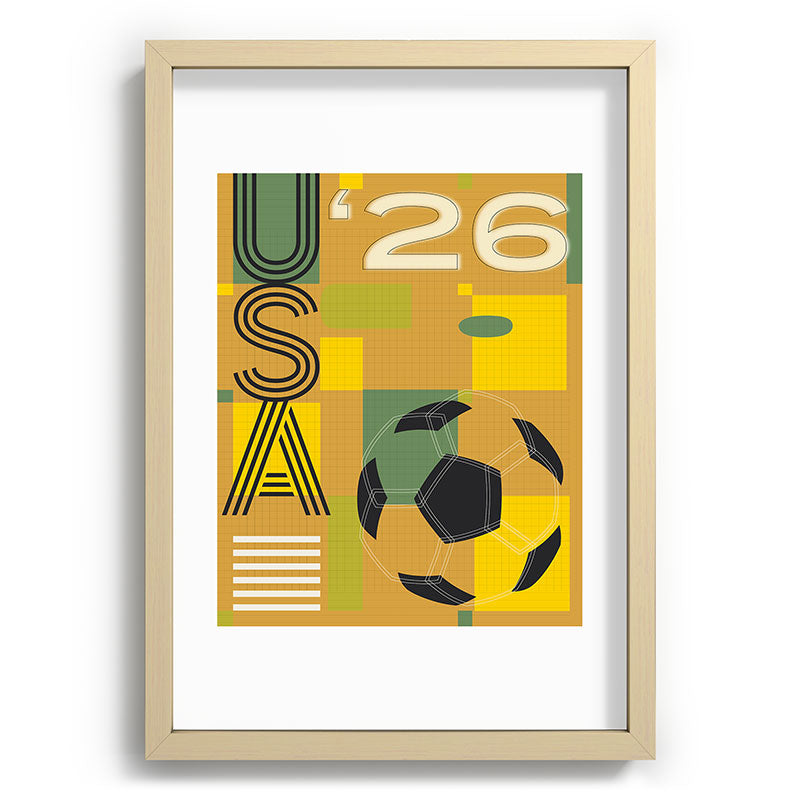 Society6 Design Studio USA 26 Soccer Poster 5 Color Recessed Framing Rectangle