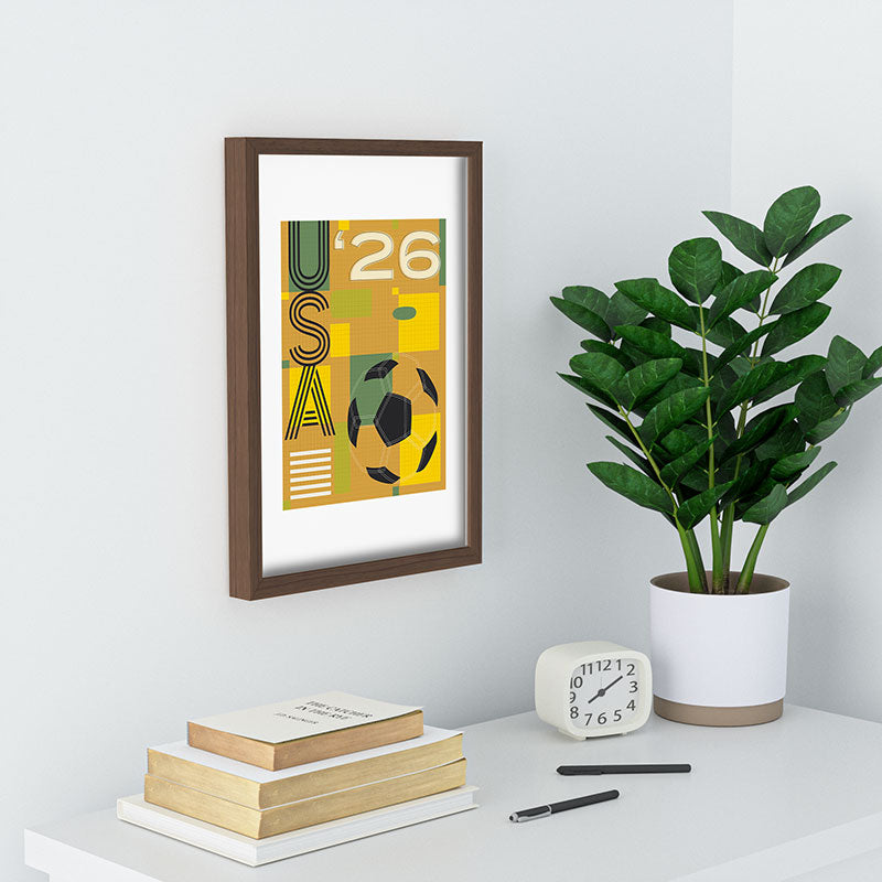Society6 Design Studio USA 26 Soccer Poster 5 Color Recessed Framing Rectangle