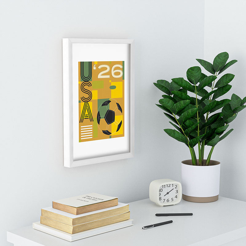 Society6 Design Studio USA 26 Soccer Poster 5 Color Recessed Framing Rectangle