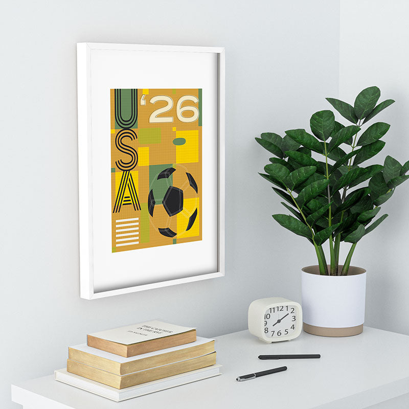 Society6 Design Studio USA 26 Soccer Poster 5 Color Recessed Framing Rectangle