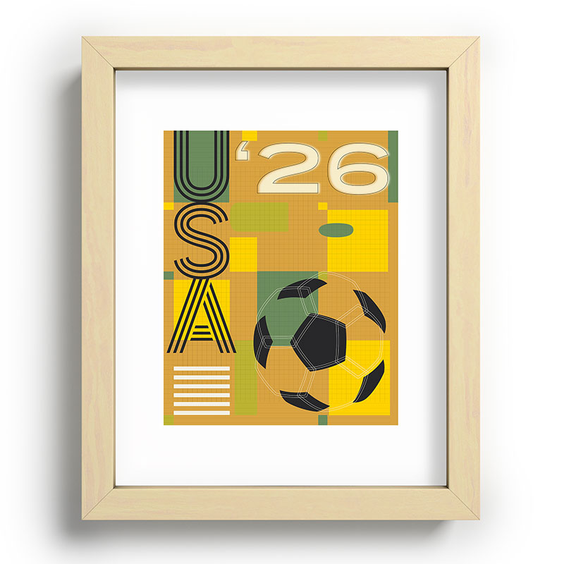 Society6 Design Studio USA 26 Soccer Poster 5 Color Recessed Framing Rectangle