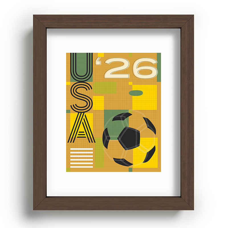 Society6 Design Studio USA 26 Soccer Poster 5 Color Recessed Framing Rectangle