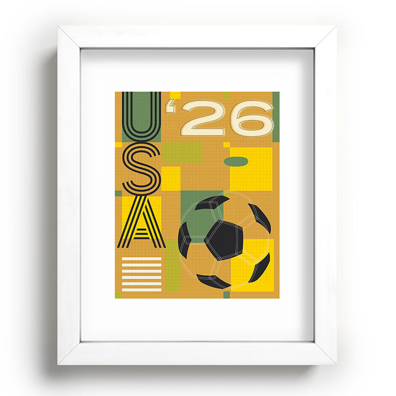 Society6 Design Studio USA 26 Soccer Poster 5 Color Recessed Framing Rectangle