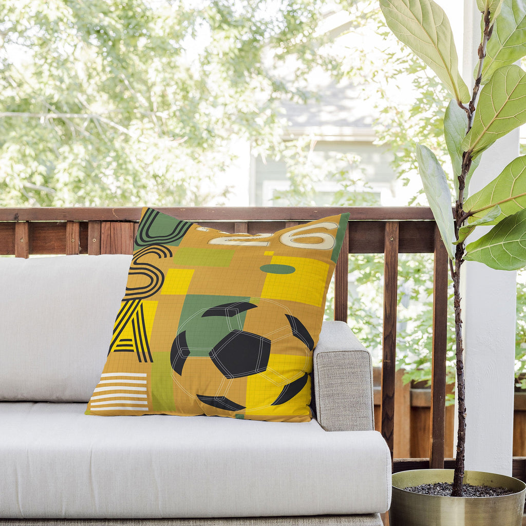 Society6 Design Studio USA 26 Soccer Poster 5 Color Outdoor Throw Pillow