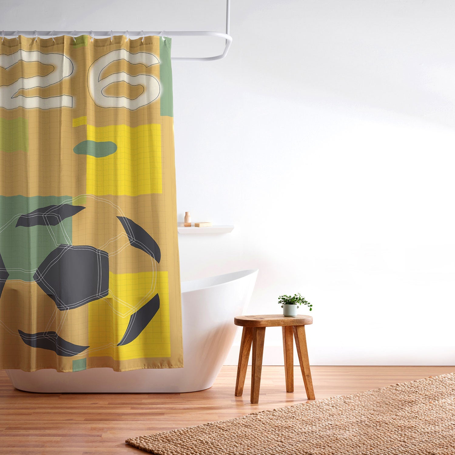 Society6 Design Studio USA 26 Soccer Poster 5 Color Shower Curtain
