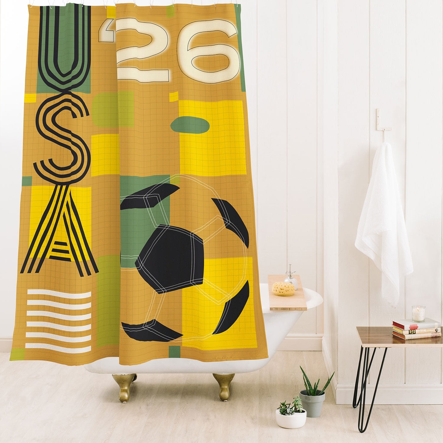 Society6 Design Studio USA 26 Soccer Poster 5 Color Shower Curtain