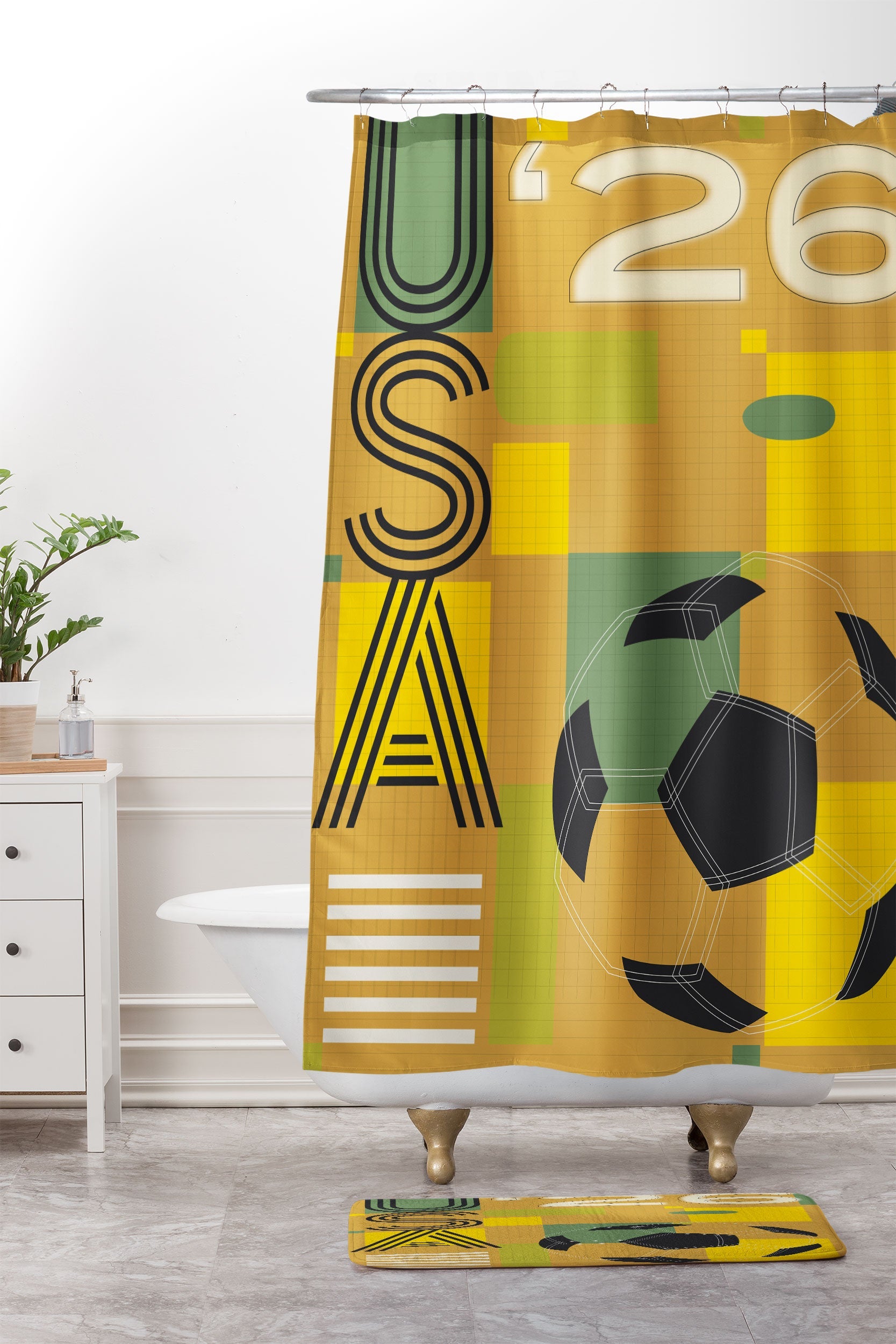Society6 Design Studio USA 26 Soccer Poster 5 Color Memory Foam Bath Mat