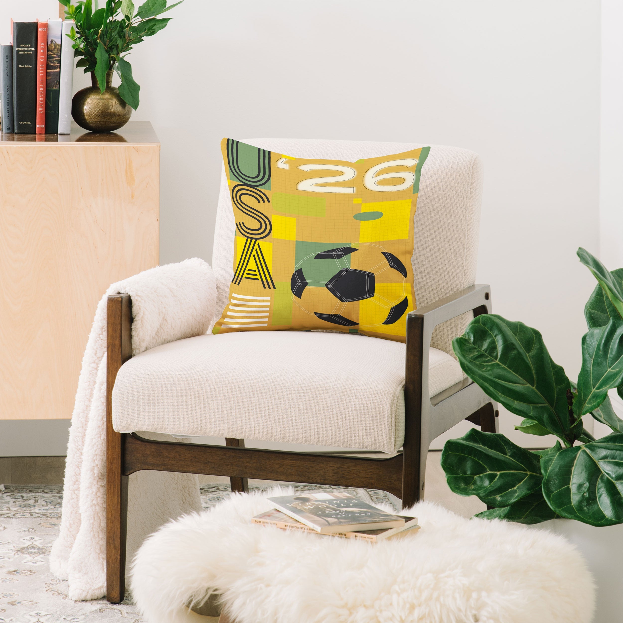Society6 Design Studio USA 26 Soccer Poster 5 Color Throw Pillow