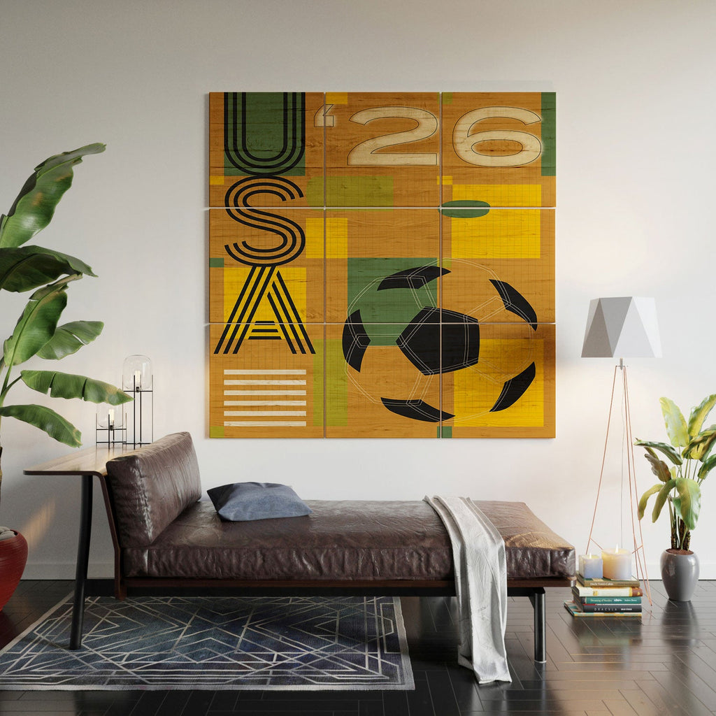 Society6 Design Studio USA 26 Soccer Poster 5 Color Wood Wall Mural