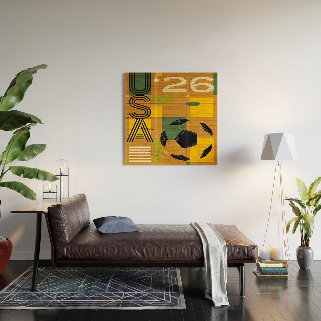 Society6 Design Studio USA 26 Soccer Poster 5 Color Wood Wall Mural