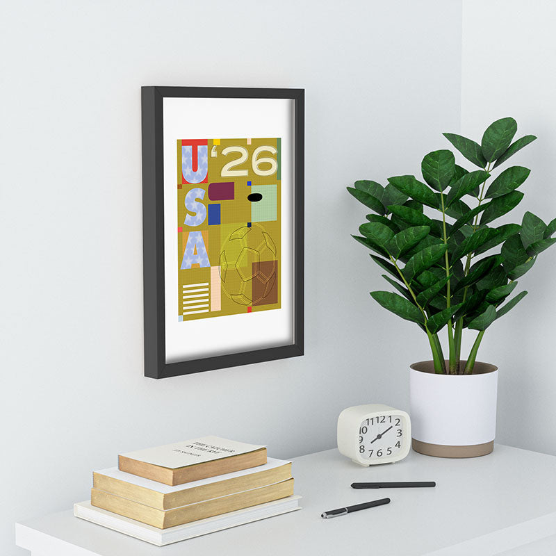 Society6 Design Studio USA 26 Soccer Poster Full Color Recessed Framing Rectangle