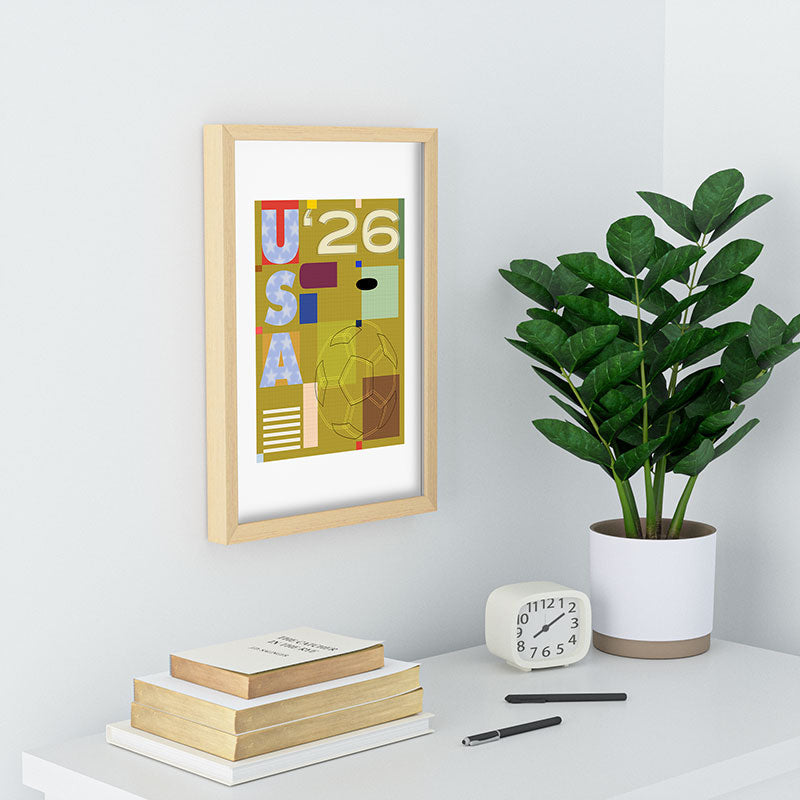 Society6 Design Studio USA 26 Soccer Poster Full Color Recessed Framing Rectangle