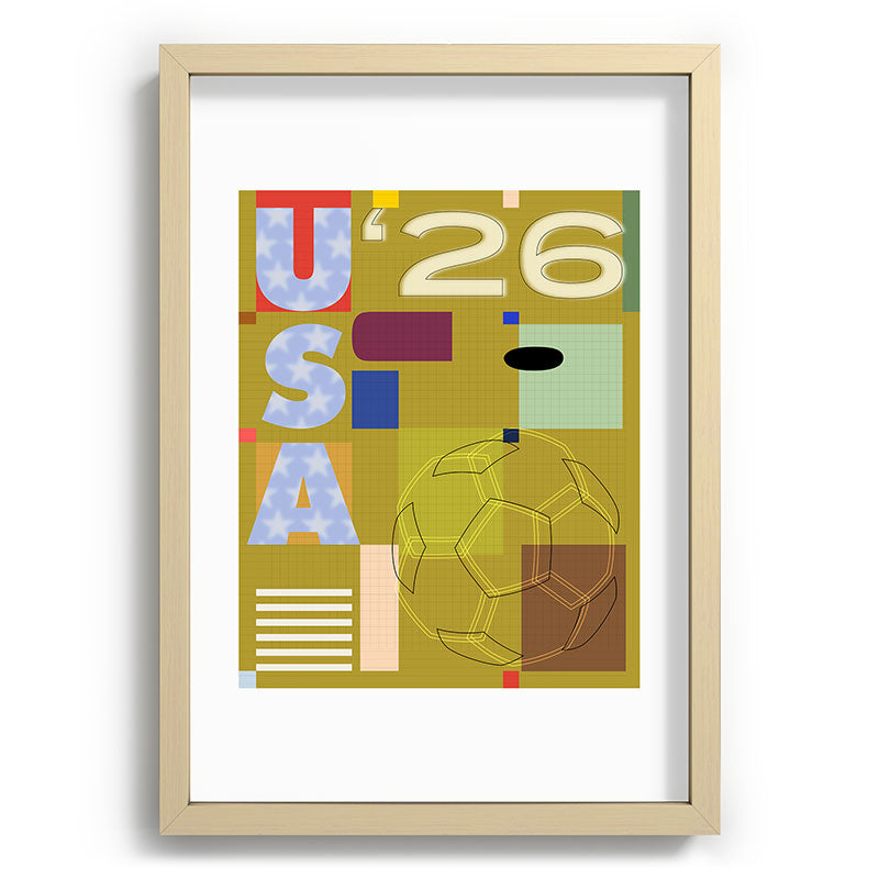 Society6 Design Studio USA 26 Soccer Poster Full Color Recessed Framing Rectangle