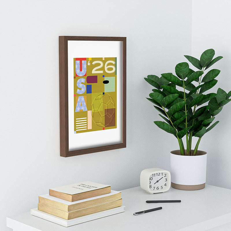 Society6 Design Studio USA 26 Soccer Poster Full Color Recessed Framing Rectangle