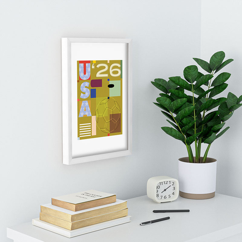 Society6 Design Studio USA 26 Soccer Poster Full Color Recessed Framing Rectangle