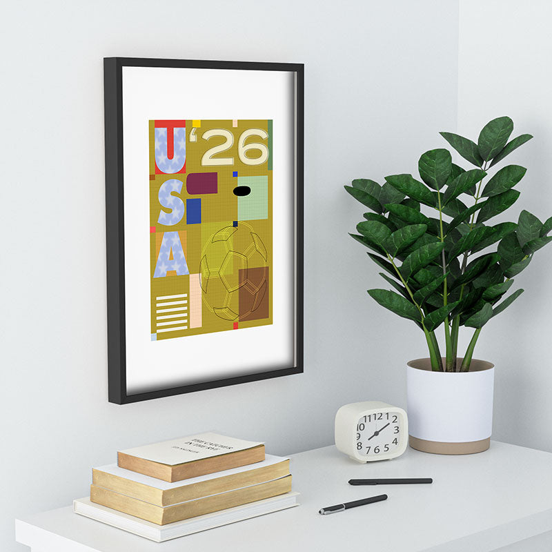 Society6 Design Studio USA 26 Soccer Poster Full Color Recessed Framing Rectangle